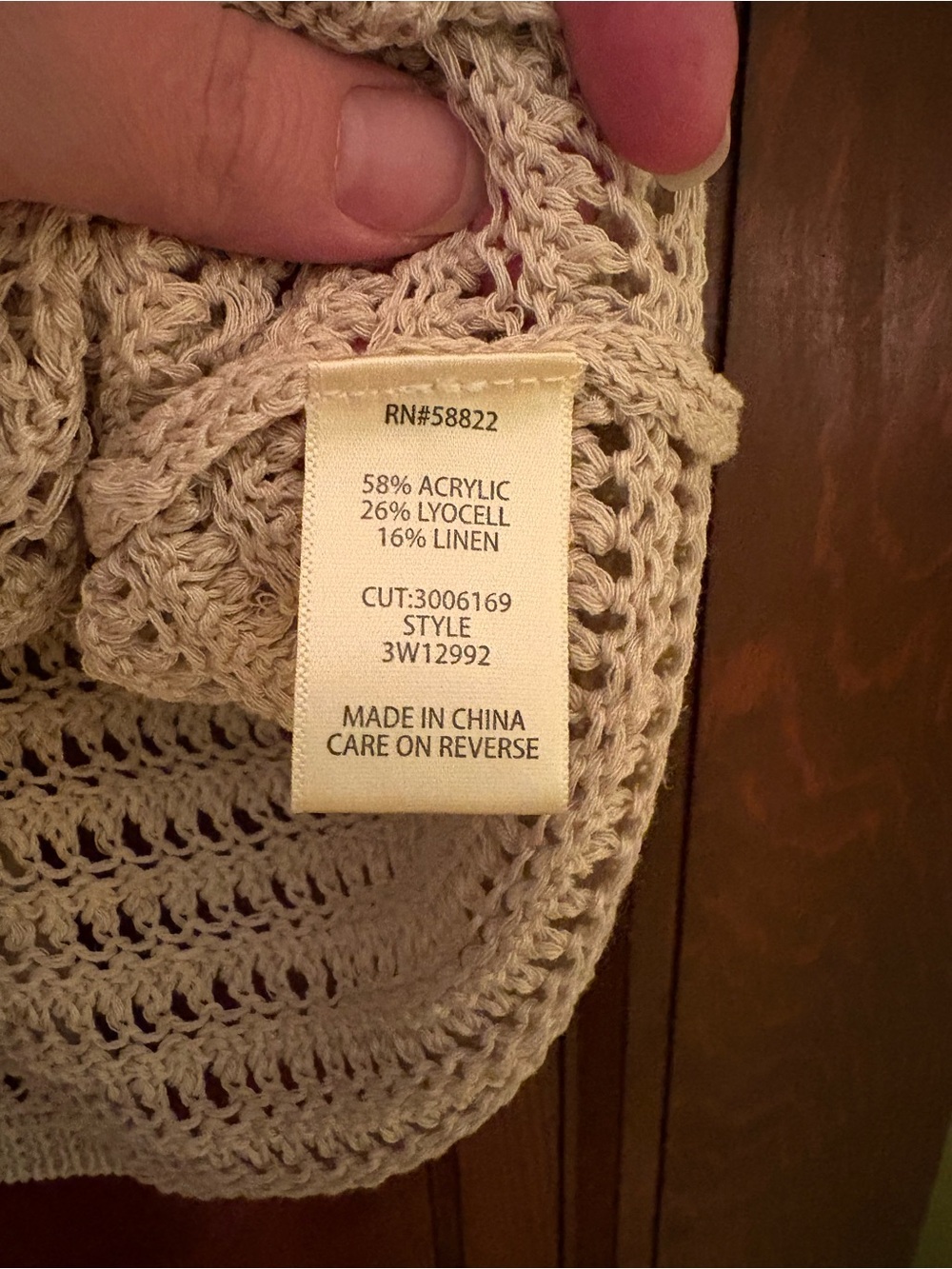 Max Studio Beige Open-Knit Crewneck Sweater - Picture 4 of 5